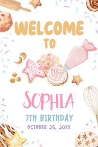 88BD Cookie Decorating Birthday Welcome Sign 20x30 A: 88BD Cookie Decorating Birthday Welcome Sign