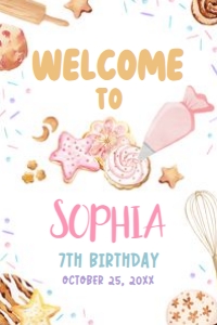 88BD Cookie Decorating Birthday Welcome Sign 24x36 A: 88BD Cookie Decorating Birthday Welcome Sign