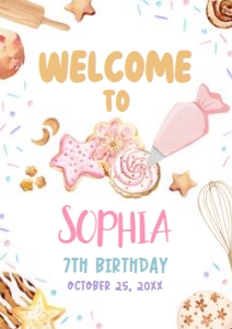 88BD Cookie Decorating Birthday Welcome Sign A1 A: 88BD Cookie Decorating Birthday Welcome Sign