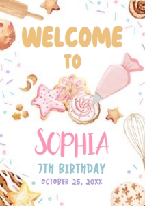 88BD Cookie Decorating Birthday Welcome Sign A2 A: 88BD Cookie Decorating Birthday Welcome Sign
