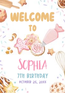 88BD Cookie Decorating Birthday Welcome Sign A3 A: 88BD Cookie Decorating Birthday Welcome Sign