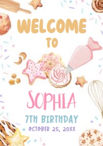88BD Cookie Decorating Birthday Welcome Sign A4 A: 88BD Cookie Decorating Birthday Welcome Sign