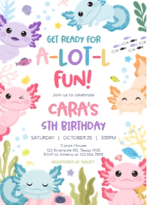 89BD Axolotl Birthday Invitation design preview
