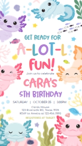 89BD Axolotl Birthday Invitation Mobile A: 89BD Axolotl Birthday Invitation