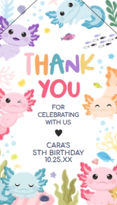 89BD Axolotl Birthday Favor Tag with Line A: 89BD Axolotl Birthday Favor Tag