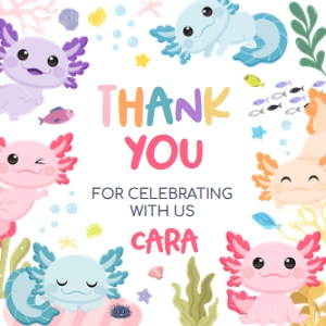 89BD Axolotl Birthday Square Favor Tag A: 89BD Axolotl Birthday Round Favor Tag