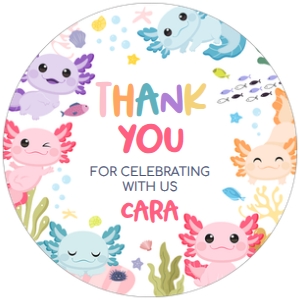 89BD Axolotl Birthday Round Favor Tag A: 89BD Axolotl Birthday Round Favor Tag