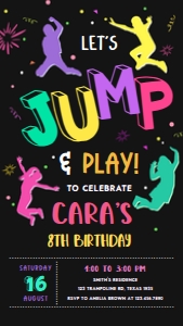 92BD Let's Jump Girl Birthday Party Invitation Mobile B: 92BD Let's Jump Girl Birthday Party Invitation