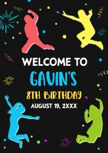 92BD Let's Jump Boy Birthday Party Welcome Sign A4 A: 92BD Let's Jump Boy Birthday Party Welcome Sign