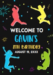 92BD Let's Jump Boy Birthday Party Welcome Sign A3 A: 92BD Let's Jump Boy Birthday Party Welcome Sign