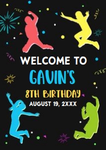 92BD Let's Jump Boy Birthday Party Welcome Sign A1 A: 92BD Let's Jump Boy Birthday Party Welcome Sign
