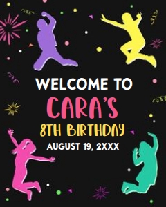 92BD Let's Jump Girl Birthday Party Welcome Sign 16x20 B: 92BD Let's Jump Girl Birthday Party Welcome Sign