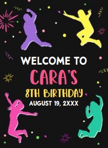 92BD Let's Jump Girl Birthday Party Welcome Sign 11x15 B: 92BD Let's Jump Girl Birthday Party Welcome Sign