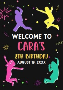 92BD Let's Jump Girl Birthday Party Welcome Sign A1 B: 92BD Let's Jump Girl Birthday Party Welcome Sign