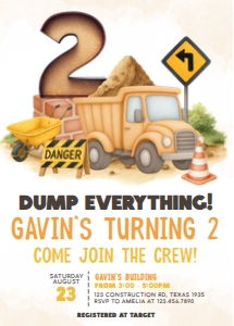 94BD Construction Birthday Invitation design preview