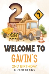 94BD Construction Birthday Welcome Sign 20x30 B: 94BD Construction Birthday Welcome Sign