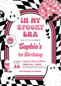 97BD Girl Retro Ghost In My Spooky Era Birthday Invitation design preview