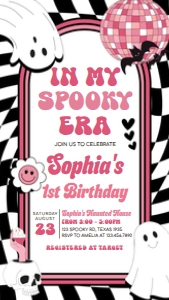97BD Girl Retro Ghost In My Spooky Era Birthday Invitation Mobile A: 97BD Girl Retro Ghost In My Spooky Era Birthday Invitation