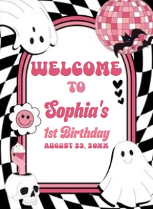 97BD Girl Retro Ghost In My Spooky Era Birthday Welcome Sign 11x15 A: 97BD Girl Retro Ghost In My Spooky Era Birthday Welcome Sign