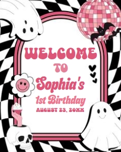 97BD Girl Retro Ghost In My Spooky Era Birthday Welcome Sign 16x20 A: 97BD Girl Retro Ghost In My Spooky Era Birthday Welcome Sign