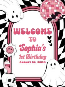 97BD Girl Retro Ghost In My Spooky Era Birthday Welcome Sign 18x24 A: 97BD Girl Retro Ghost In My Spooky Era Birthday Welcome Sign
