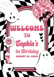 97BD Girl Retro Ghost In My Spooky Era Birthday Welcome Sign A2 A: 97BD Girl Retro Ghost In My Spooky Era Birthday Welcome Sign