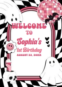 97BD Girl Retro Ghost In My Spooky Era Birthday Welcome Sign A3 A: 97BD Girl Retro Ghost In My Spooky Era Birthday Welcome Sign