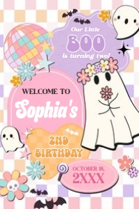 96BD Girl Retro Groovy Ghost Little Boo Birthday Party Welcome Sign 24x36 A: 96BD Girl Retro Groovy Ghost Little Boo Birthday Party Welcome Sign