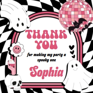 97BD Girl Retro Ghost In My Spooky Era Birthday Square Favor Tag A: 97BD Girl Retro Ghost In My Spooky Era Birthday Round Favor Tag