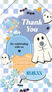 96BD Boy Retro Groovy Ghost Little Boo Birthday Party Favor Tag with Line B: 96BD Boy Retro Groovy Ghost Little Boo Birthday Party Favor Tag