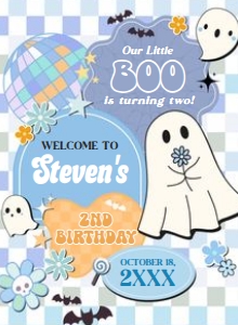 96BD Boy Retro Groovy Ghost Little Boo Birthday Party Welcome Sign 11x15 B: 96BD Boy Retro Groovy Ghost Little Boo Birthday Party Welcome Sign