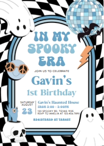 97BD Boy Retro Ghost In My Spooky Era Birthday Invitation design preview