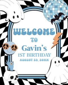 97BD Boy Retro Ghost In My Spooky Era Birthday Welcome Sign 16x20 B: 97BD Boy Retro Ghost In My Spooky Era Birthday Welcome Sign