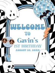 97BD Boy Retro Ghost In My Spooky Era Birthday Welcome Sign 18x24 B: 97BD Boy Retro Ghost In My Spooky Era Birthday Welcome Sign