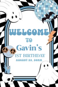 97BD Boy Retro Ghost In My Spooky Era Birthday Welcome Sign 20x30 B: 97BD Boy Retro Ghost In My Spooky Era Birthday Welcome Sign