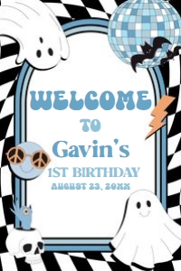 97BD Boy Retro Ghost In My Spooky Era Birthday Welcome Sign 24x36 B: 97BD Boy Retro Ghost In My Spooky Era Birthday Welcome Sign
