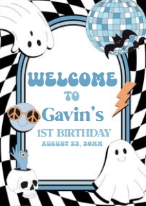 97BD Boy Retro Ghost In My Spooky Era Birthday Welcome Sign A4 B: 97BD Boy Retro Ghost In My Spooky Era Birthday Welcome Sign