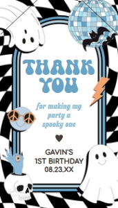 97BD Boy Retro Ghost In My Spooky Era Birthday Favor Tag with Line B: 97BD Boy Retro Ghost In My Spooky Era Birthday Favor Tag