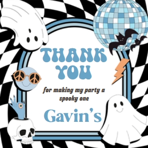 97BD Boy Retro Ghost In My Spooky Era Birthday Square Favor Tag B: 97BD Boy Retro Ghost In My Spooky Era Birthday Round Favor Tag