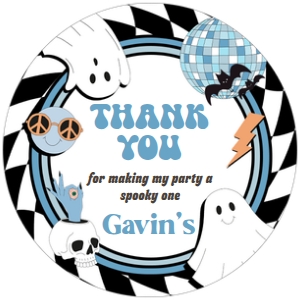 97BD Boy Retro Ghost In My Spooky Era Birthday Round Favor Tag B: 97BD Boy Retro Ghost In My Spooky Era Birthday Round Favor Tag
