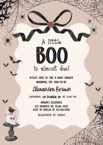 1121 Black Bow Halloween Girl A Little Boo Baby Shower Invitation A: 1121 Black Bow Halloween Girl A Little Boo Baby Shower Mega Bundle