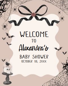 1121 Black Bow Halloween Girl A Little Boo Baby Shower Welcome Sign 16x20 A: 1121 Black Bow Halloween Girl A Little Boo Baby Shower Mega Bundle