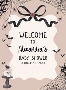 1121 Black Bow Halloween Girl A Little Boo Baby Shower Welcome Sign 11x15 A: 1121 Black Bow Halloween Girl A Little Boo Baby Shower Mega Bundle