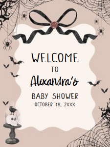 1121 Black Bow Halloween Girl A Little Boo Baby Shower Welcome Sign 18x24 A: 1121 Black Bow Halloween Girl A Little Boo Baby Shower Mega Bundle