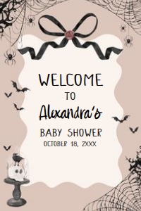 1121 Black Bow Halloween Girl A Little Boo Baby Shower Welcome Sign 20x30 A: 1121 Black Bow Halloween Girl A Little Boo Baby Shower Mega Bundle