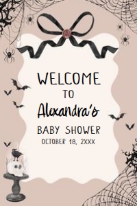 1121 Black Bow Halloween Girl A Little Boo Baby Shower Welcome Sign 24x36 A: 1121 Black Bow Halloween Girl A Little Boo Baby Shower Mega Bundle