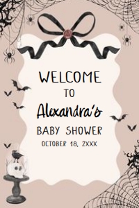1121 Black Bow Halloween Girl A Little Boo Baby Shower Welcome Sign 24x36 A: 1121 Black Bow Halloween Girl A Little Boo Baby Shower Mega Bundle