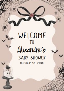 1121 Black Bow Halloween Girl A Little Boo Baby Shower Welcome Sign A4 A: 1121 Black Bow Halloween Girl A Little Boo Baby Shower Mega Bundle