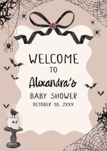 1121 Black Bow Halloween Girl A Little Boo Baby Shower Welcome Sign A1 A: 1121 Black Bow Halloween Girl A Little Boo Baby Shower Mega Bundle