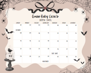 1121 Black Bow Halloween Girl A Little Boo Baby Shower Calendar 20x16 A: 1121 Black Bow Halloween Girl A Little Boo Baby Shower Mega Bundle